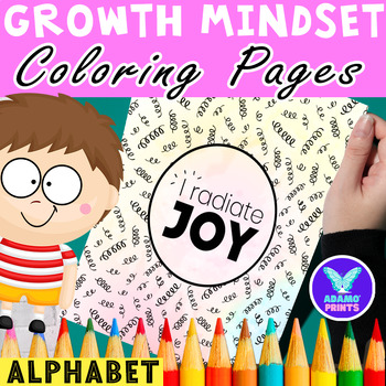 Preview of GROWTH MINDSET ALPHABET Coloring Pages Mindfulness Classroom Activities