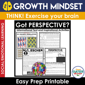 Preview of GROWTH MINDSET Activities | PERSPECTIVE | MC Escher | Optical Illusions