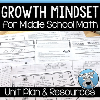 Preview of GROWTH MINDSET FOR MIDDLE SCHOOL MATH UNIT PLAN AND RESOURCES