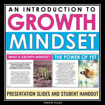 Preview of Growth Mindset Introduction Lesson - Presentation and Growth Mindset Handout