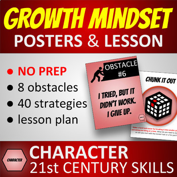 Preview of GROWTH MINDSET POSTERS to show students HOW to overcome obstacles