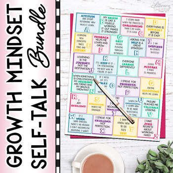 Preview of GROWTH MINDSET: 26 'A to Z' Self-Talk Writing Prompts and 26 Posters (BUNDLE)