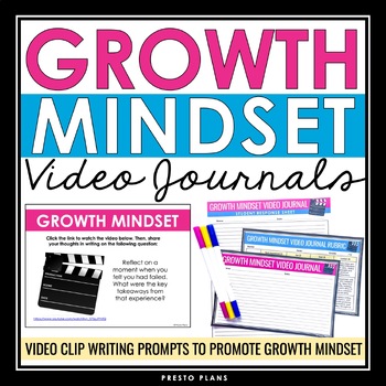 Preview of Growth Mindset Writing Prompts - Video Clip Journal Writing Topics
