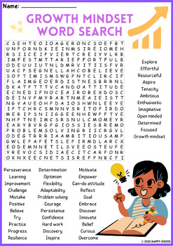 Preview of GROWTH MINDSET Word Search Puzzle Activity | Vocabulary Worksheet