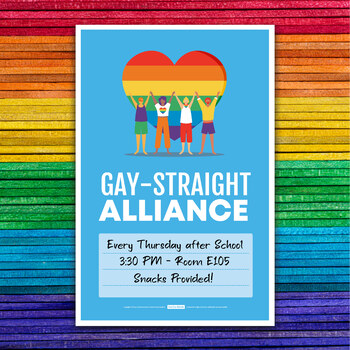 Preview of GSA Poster for Gay-Straight Alliance or Gender-Sexuality Alliance