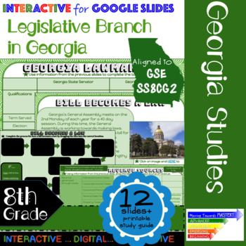 Preview of GSE SS8CG2 Legislative Branch in Georgia: Interactive for Google Slides