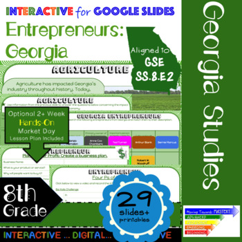 Preview of GSE SS8E2 Georgia Entrepreneurs: Interactive for Google Slides