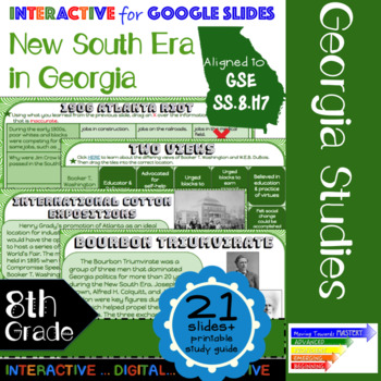 Preview of GSE SS8H7 New South Era in Georgia: Interactive for Google Slides
