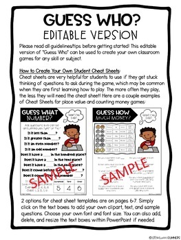 Guess Who Editable Game Cards By Life Between Summers Tpt
