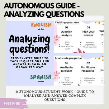 Preview of GUIDE TO ANALYSE AND ANSWER QUESTIONS - Step by step (English and Spanish)