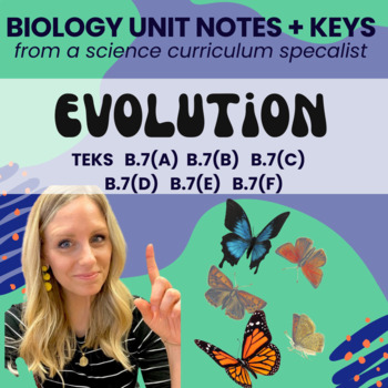 Preview of GUIDED NOTES + KEY - Evolution - TEKS B.7A, B.7E, B.7B, B.7C, B.7D, B.7F