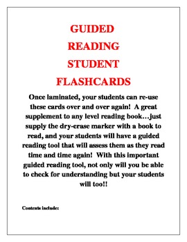 Preview of Guided Reading Bookmark-Style Flashcards