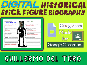 Preview of GUILLERMO DEL TORO Digital Historical Stick Figure Biography (MINI BIOS)