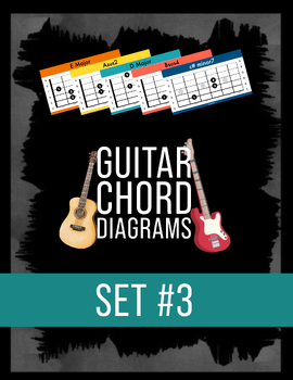 Preview of GUITAR CHORD DIAGRAMS // SET #3: Em, E, Asus2, Am, Dsus2 and more! // PNG + PDF