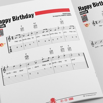 Preview of Easy Guitar Sheet Music: Happy Birthday! with Performance Track