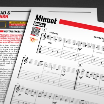 Preview of Easy Guitar Sheet Music: Minuet - W.A. Mozart | Classical Period