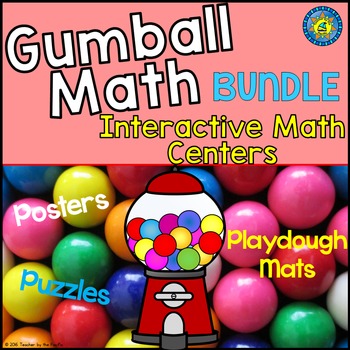 Preview of GUMBALL Math BUNDLE | Number Playdough Mats | Anchor Charts | Puzzles