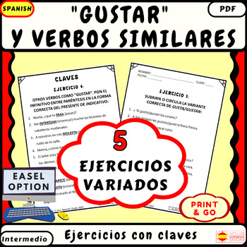 Preview of Gustar and similar verbs in Spanish No prep practice 5 Actividades con claves