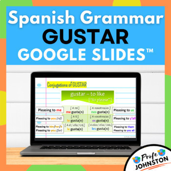 Preview of GUSTAR Conjugations • Me Gusta • Notes & Practice Activities • Google Slides