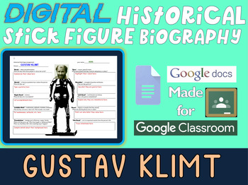 Preview of GUSTAV KLIMT Digital Historical Stick Figure Biography (MINI BIOS)