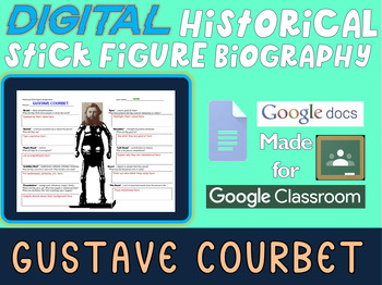 Preview of GUSTAVE COURBET Digital Historical Stick Figure Biography (MINI BIOS)