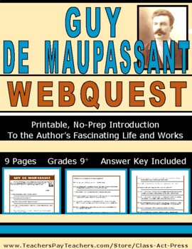 Preview of GUY DE MAUPASSANT Webquest | Worksheets | Printables