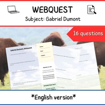 Preview of Gabriel Dumont Webquest **English vers**-  Canadian and Indigenous History - PDF