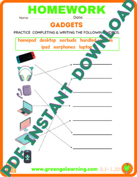 Preview of Gadgets / ESL HOMEWORK / (easy to check task) 2023