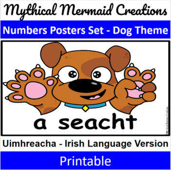 Preview of Dog Themed Poster Numbers Set - Gaeilge - Uimhreacha (0-10)