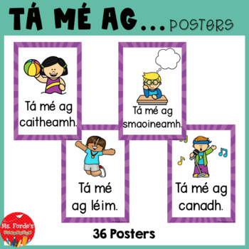 Preview of Gaeilge verbs ag léamh etc. poster set (IRISH) *UPDATED*