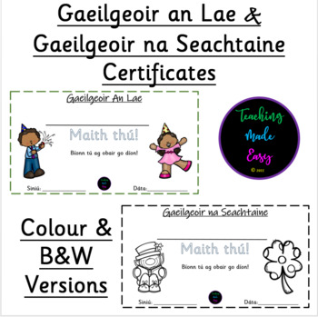 Preview of Gaeilgeoir an Lae/ na Seachtaine certificates