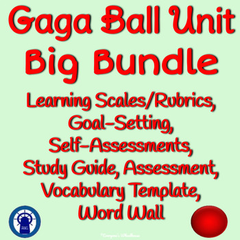 Preview of Gaga Ball Game Big Bundle with Printable Rubric, Study Guide, Quiz, & Vocab
