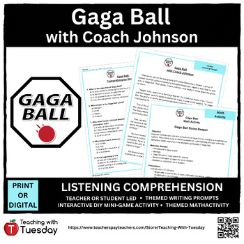 Preview of Gaga Ball With Coach Johnson Listening Comprehension With Audio