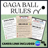 Gaga ball rules printable poster, link included to edit w/