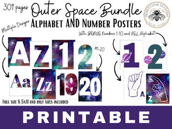 Preview of Galactic Alphabet Adventures: Space-Themed Letter and Number Posters