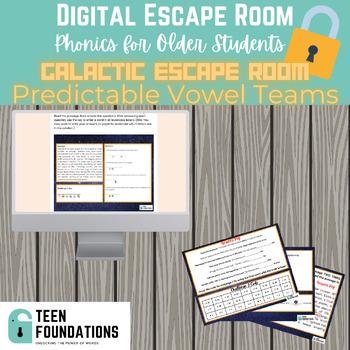 Preview of Galactic Digital Escape | Predictable Vowel Teams | Phonics for Older Students