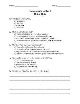 Preview of Galatians Chapter 1 Quick Quiz
