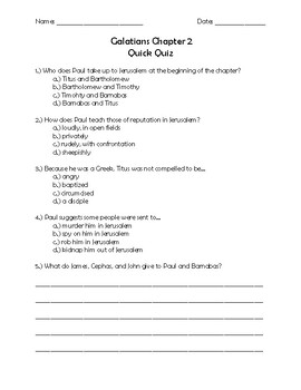 Preview of Galatians Chapter 2 Quick Quiz
