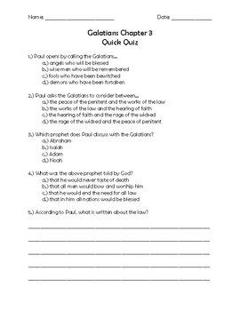 Preview of Galatians Chapter 3 Quick Quiz