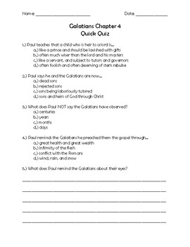Preview of Galatians Chapter 4 Quick Quiz