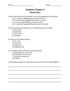 Preview of Galatians Chapter 5 Quick Quiz
