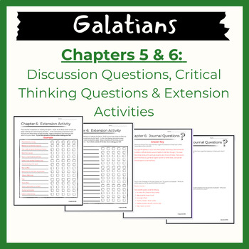 Preview of Galatians Chapters 5-6: Reading Questions & Extension Activities