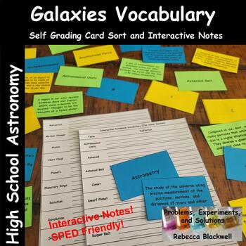 Preview of Galaxies Astronomy Self Grading Vocabulary Card Sort