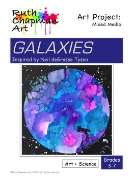 Preview of Galaxies Inspired by Neil deGrasse Tyson: Art Lesson for Grades 3-7