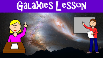 Preview of Galaxies No Prep Lesson with Power Point, Worksheet, and Vocabulary Matching