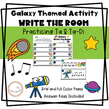 Preview of Galaxy Rhythm Write the Room for Elementary Music || Quarter & Eighth Notes