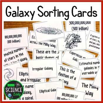 Galaxy Sorting Cards by CrazyScienceLady | TPT