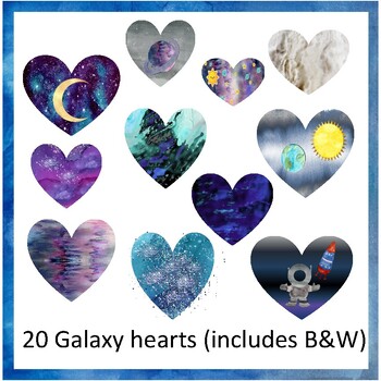 Preview of Galaxy Hearts Clip Art {Sky and Space Heart Shapes Clip Art}