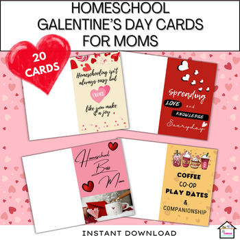 Preview of Galentine's Day Cards for Homeschool Moms, Valentine's Day Cards