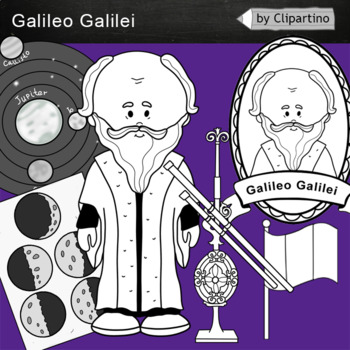 Preview of Galileo Galilei clipart bw